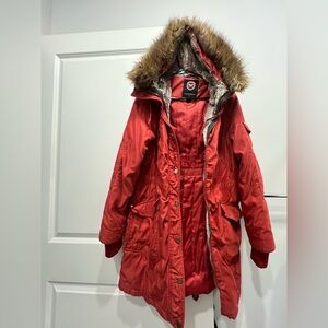 1 Madison Red Parka with Faux Fur Lining